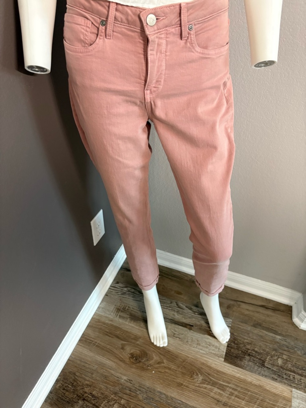 NYDJ Rose-Pink Slim Jeans with Branded Button
